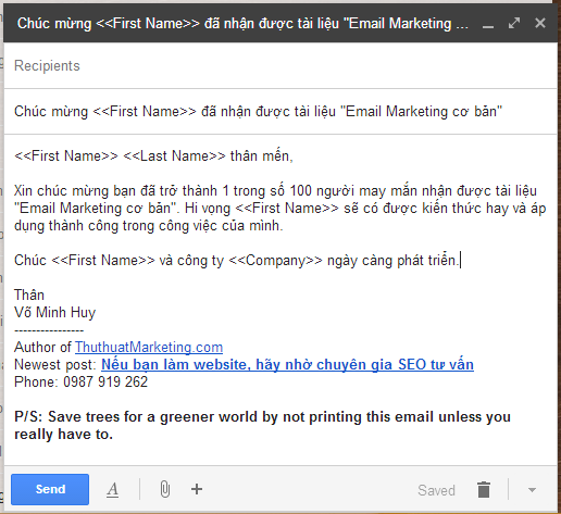 Cá nhân hóa email marketing để không bị nhầm là spam (5)